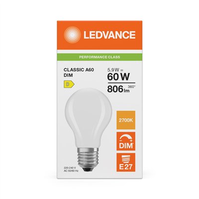 LED CLASSIC A DIM P 5.9W 827 Frosted E27