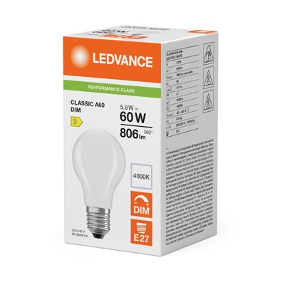 LED CLASSIC A DIM P 5.9W 840 Frosted E27