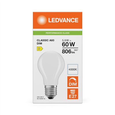 LED CLASSIC A DIM P 5.9W 840 Frosted E27