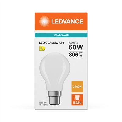 LED CLASSIC A P 5.9W 827 Frosted B22d