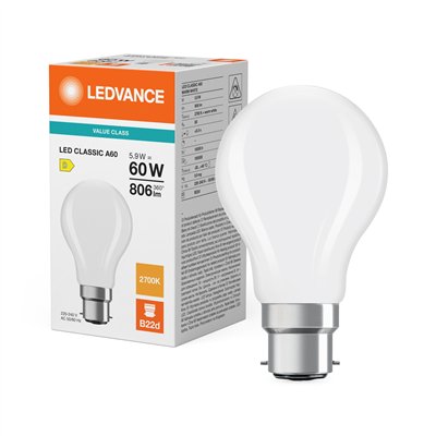 LED CLASSIC A P 5.9W 827 Frosted B22d