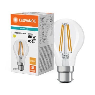 LED CLASSIC A P 5.9W 827 Clear B22d