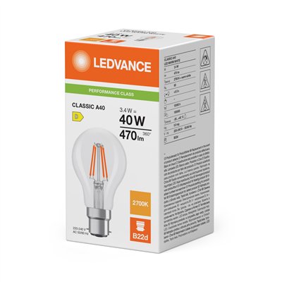LED CLASSIC A P 3.4W 827 Clear B22d