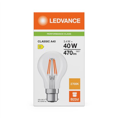 LED CLASSIC A P 3.4W 827 Clear B22d