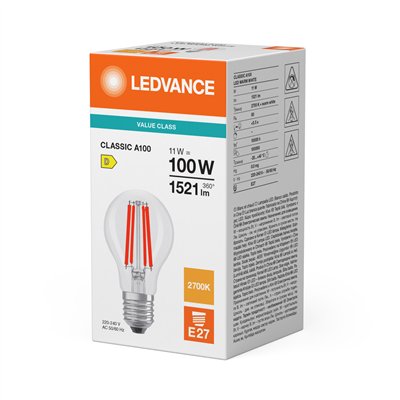 LED CLASSIC A V 11W 827 Clear E27
