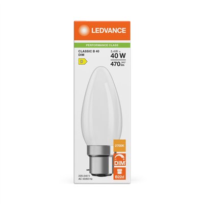LED CLASSIC B DIM P 3.4W 827 Frosted B22d