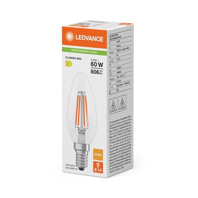 LED CLASSIC B P 5.9W 827 Clear E14