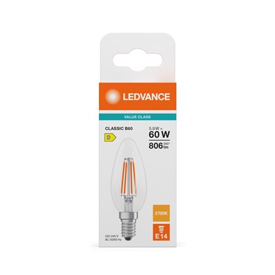 LED CLASSIC B V 5.9W 827 Clear E14