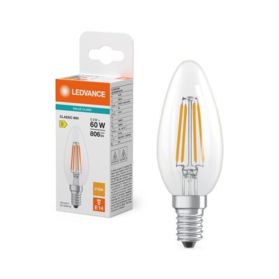 LED CLASSIC B V 5.9W 827 Clear E14