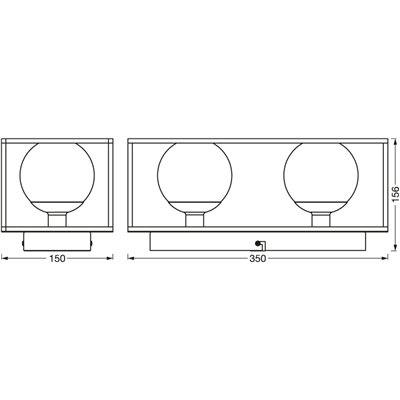 Decor Square 350x150mm 2 x G9 IP44