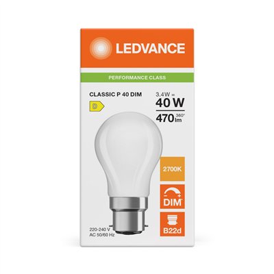 LED CLASSIC P DIM P 3.4W 827 Frosted B22d