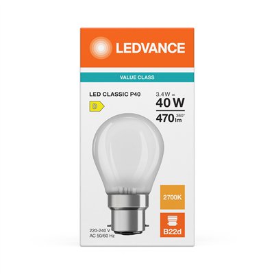 LED CLASSIC P P 3.4W 827 Frosted B22d