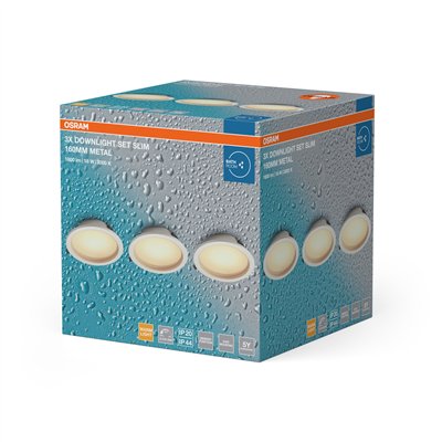 LED Downlight Set IP44 Slim 160mm 18W Metal 830 White