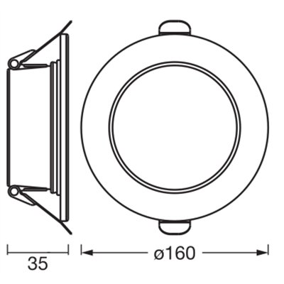 LED Downlight Set IP44 Slim 160mm 18W Metal 830 White