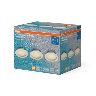 LED Downlight Set IP44 Slim 120mm 8W Metal 830 White