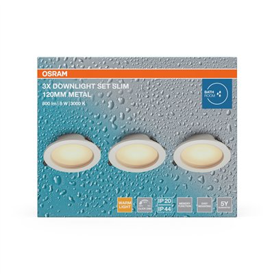 LED Downlight Set IP44 Slim 120mm 8W Metal 830 White