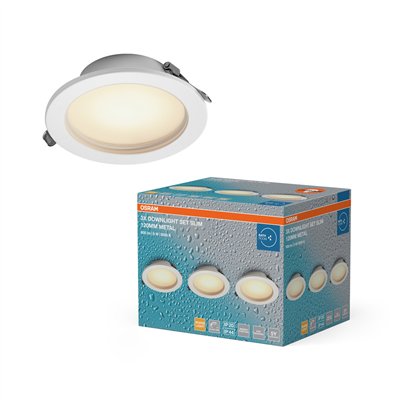 LED Downlight Set IP44 Slim 120mm 8W Metal 830 White