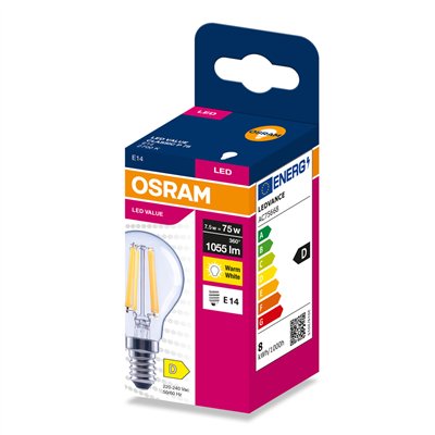 LED FILAMENT CLASSIC P VALUE 7,5W 2700K Clear E14