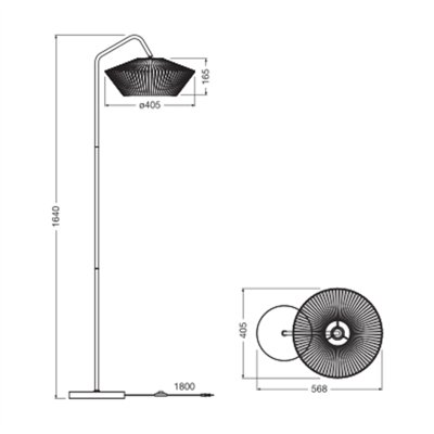 Decor Stripes Floor 1XE27 Dark Grey