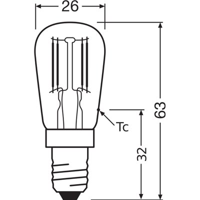 LED FILAMENT T26 VALUE 2.8W 4000K Clear E14