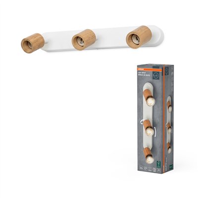 LED Spot Brick 3xGU10 White and Wood