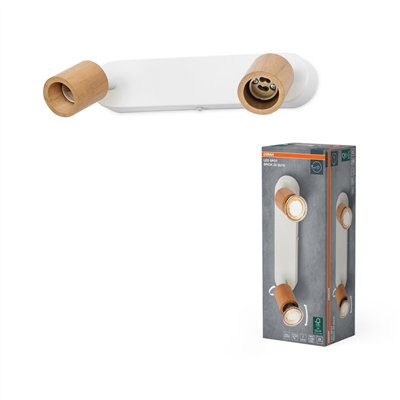 LED Spot Brick 2xGU10 White and Wood