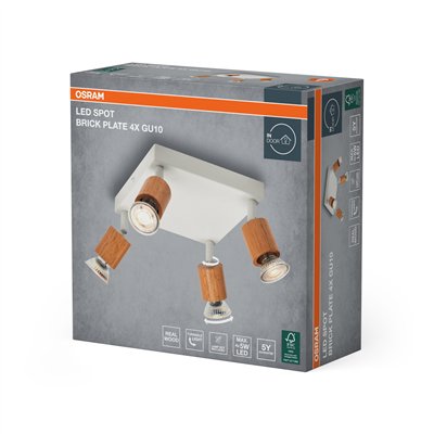 LED Spot Brick 4xGU10 Plate White and Wood