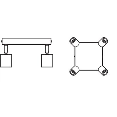 LED Spot Brick 4xGU10 Plate White and Wood