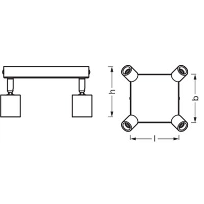 LED Spot Brick 4xGU10 Plate White and Wood