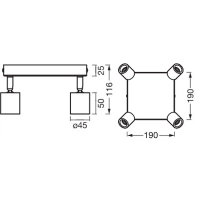 LED Spot Brick 4xGU10 Plate White and Wood
