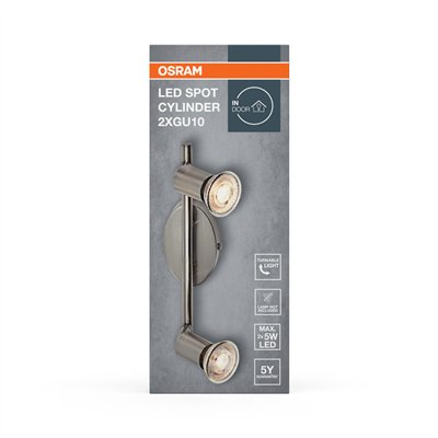LED Spot Cylinder 2xGU10 Brushed Nickel