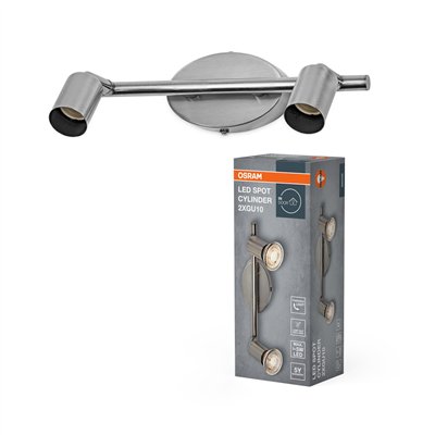 LED Spot Cylinder 2xGU10 Brushed Nickel