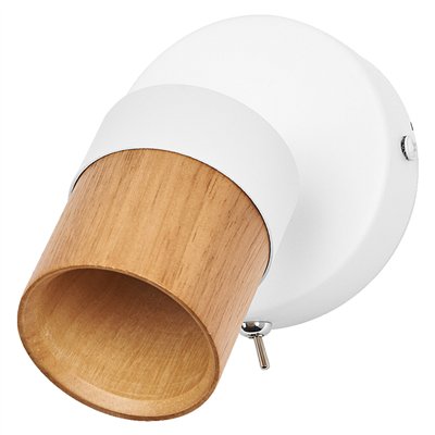 LED Spot Half Wood Line 1xGU10 White and Wood Decor