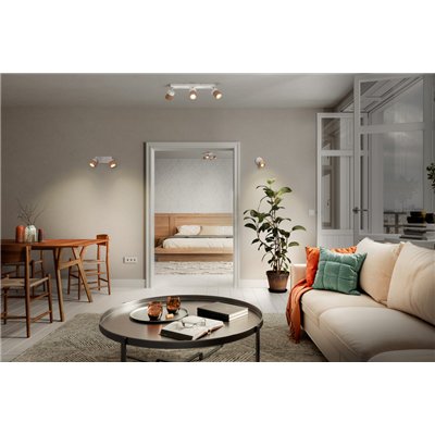 LED Spot Half Wood Line 1xGU10 White and Wood Decor