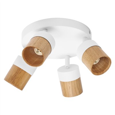 LED Spot Half Wood Line Plate 4xGU10 White and Wood Decor