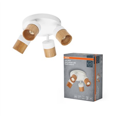 LED Spot Half Wood Line Plate 4xGU10 White and Wood Decor