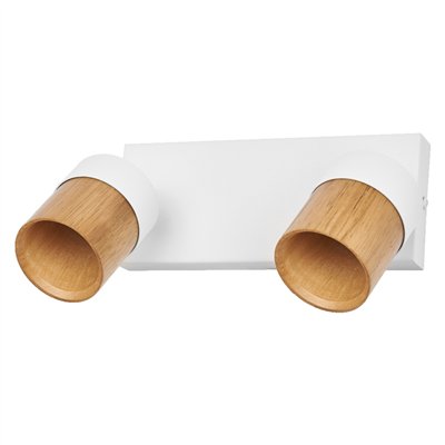 LED Spot Half Wood Line 2xGU10 White and Wood Decor