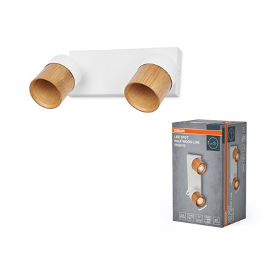 LED Spot Half Wood Line 2xGU10 White and Wood Decor