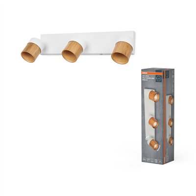 LED Spot Half Wood Line 3xGU10 White and Wood Decor