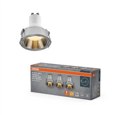 LED Spot Set PAR11 Recess GU10 Dim 3W 827 Satin Nickel