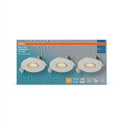 LED Spot Set Recess DIM IP65 4.9W 827 36° White