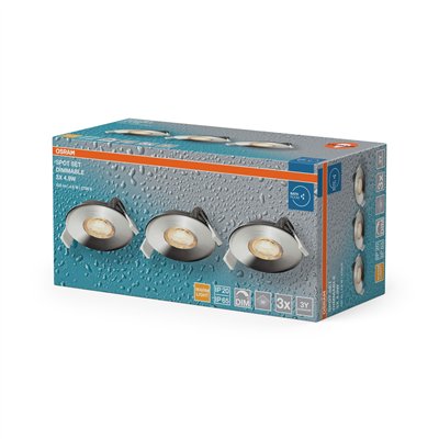 LED Spot Set Recess DIM IP65 4.9W 827 36° Chrome