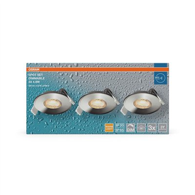 LED Spot Set Recess DIM IP65 4.9W 827 36° Chrome