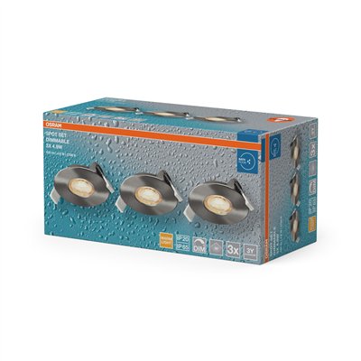 LED Spot Set Recess DIM IP65 4.9W 827 36° Satin Nickel