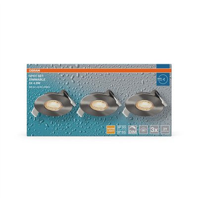 LED Spot Set Recess DIM IP65 4.9W 827 36° Satin Nickel
