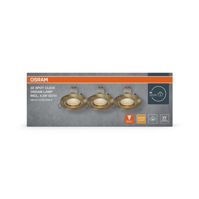 LED Spot Set Recess GU10 Click 4.5W 827 Green Brass