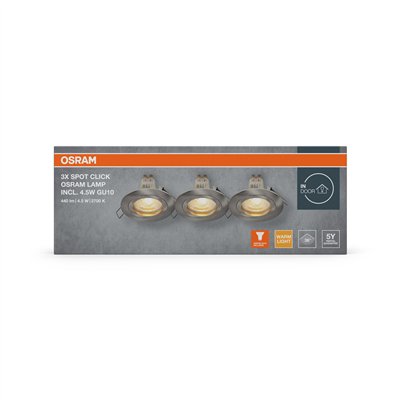 LED Spot Set Recess GU10 Click 4.5W 827 Satin Nickel
