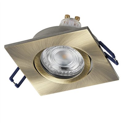 LED Spot Set Recess GU10 Adjustable Square Click 4.5W 827 Green Brass