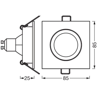LED Spot Set Recess GU10 Adjustable Square Click 4.5W 827 Green Brass