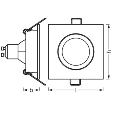 LED Spot Set Recess GU10 Adjustable Square Click 4.5W 827 Satin Nickel